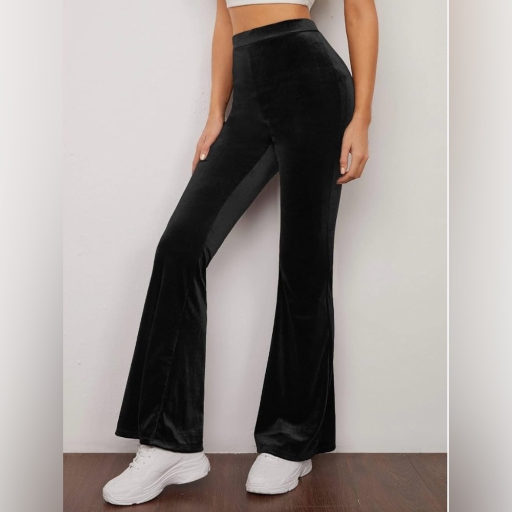 Floren’s Velvet Flare Leg High Waist Bell Bottom Pants